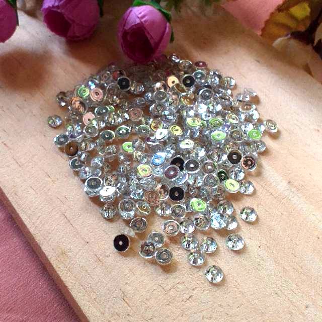 Payet kristal bulat lubang tengah 5mm