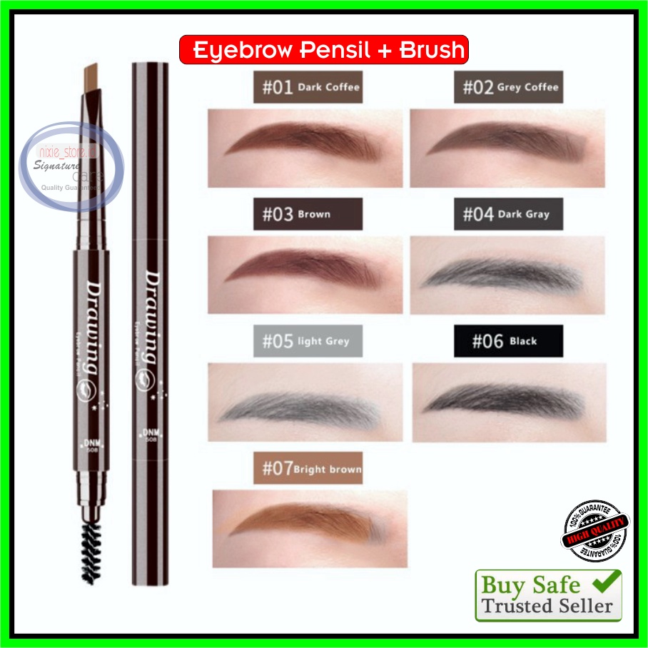 Pensil Alis DNM Automatic Eyebrow Pensil 2 in 1 Tahan Lama Waterproff Tahan Keringat Murah Bagus