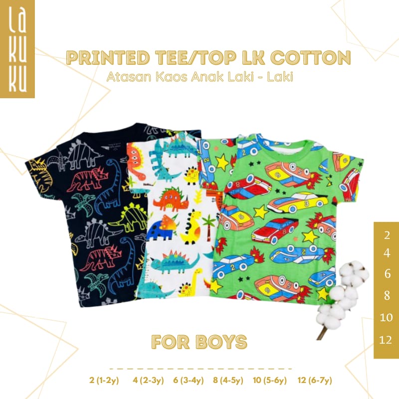 Lakuku - LK cozy is good Printed Tee Top Boy Atasan Baju Kaos Anak Laki 1-7 tahun cotton combed