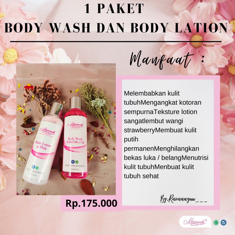 1 PAKET PERAWATAN BADAN / BODY LATION & BODY WASH || MARWAH SKIN TREATMENT