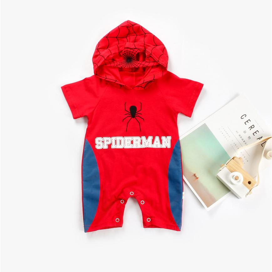 Baju Jumper Romper Anak Bayi Hoodie Superhero Batman, Superman, Spiderman, Captain America-4