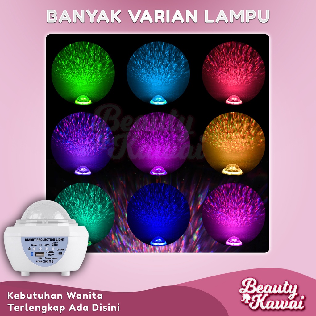 Lampu  Speaker Bluetooth Proyektor Portable Hiasan Langit Kamar RGB