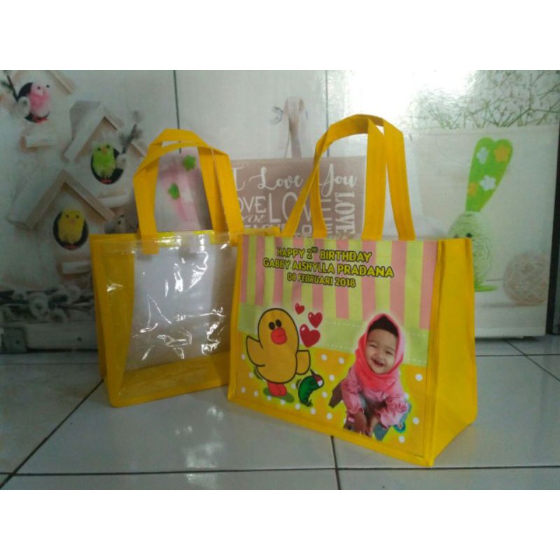 TAS ULTAH KOMBINASI MIKA / TAS BOX KFC/ TAS BOX BENTO/ MUAT KOTAK NASI 20X20/ TAS MIKA MURAH-2