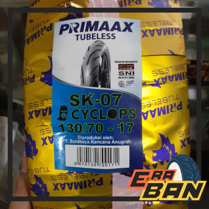 BAN LUAR PRIMAAX SK07 130 70 RING 17 TUBLESS SUPERMOTO VIXION CBR