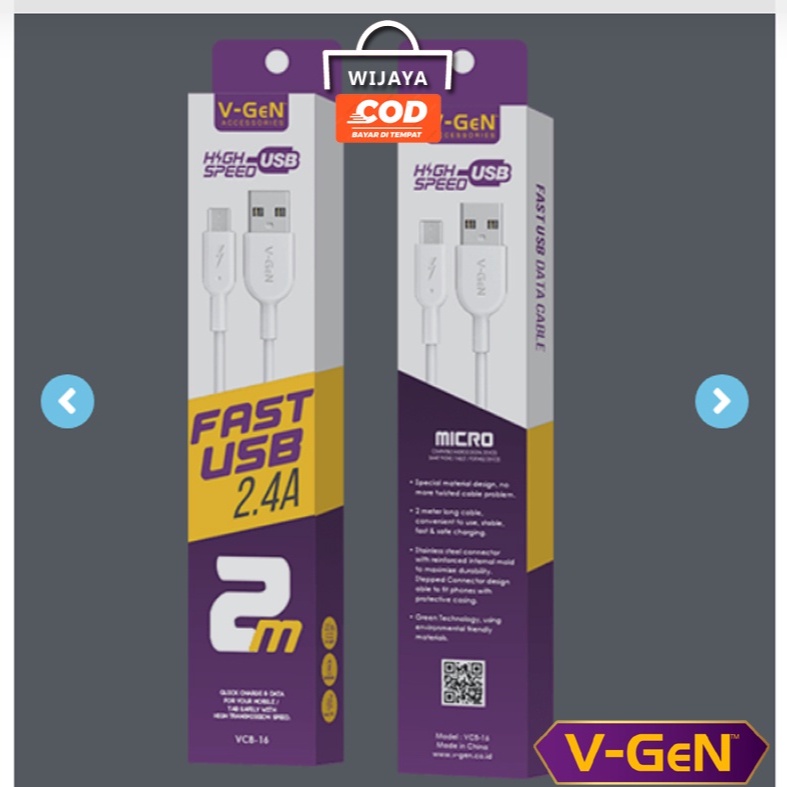 Kabel Data V-Gen Micro USB VCB-16 VCB 16 VCB16 2 METER ORIGINAL