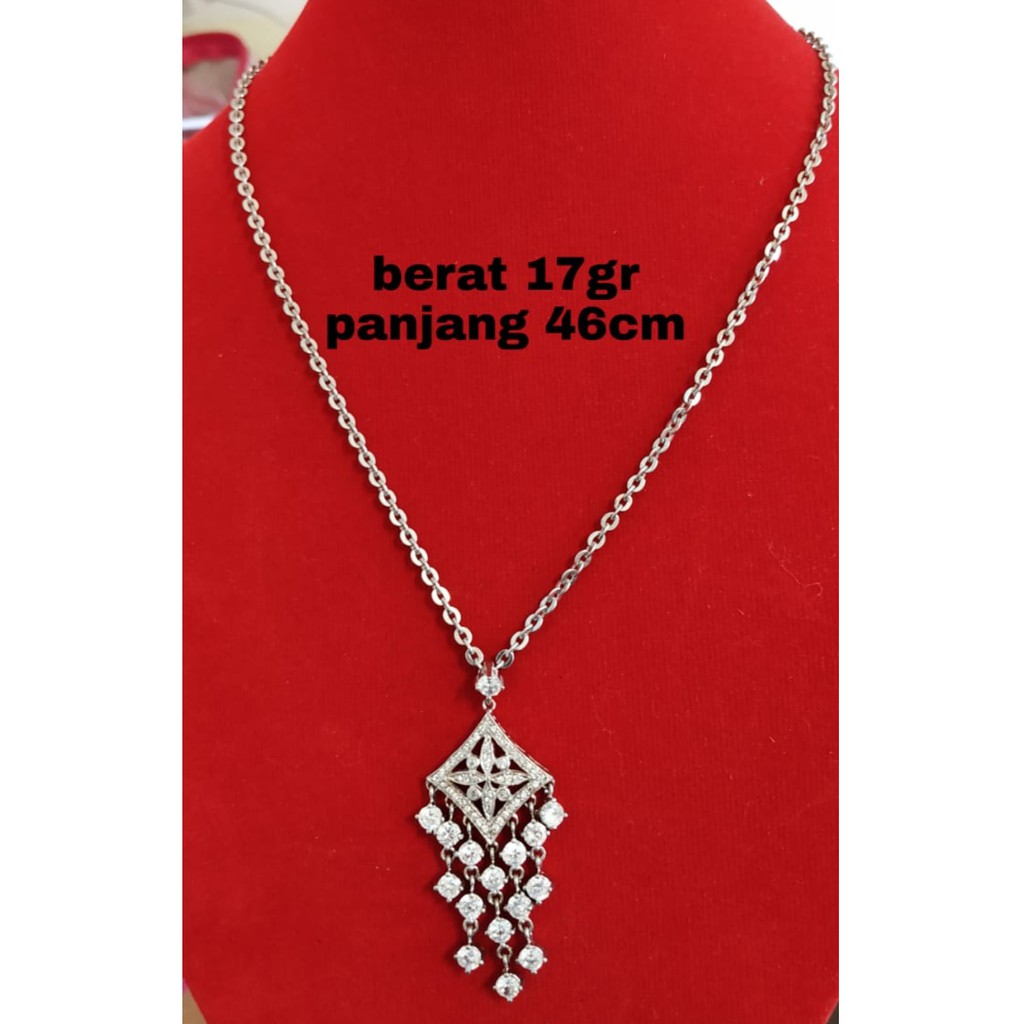 KALUNG LIONTIN RUMBAI MATA PERAK ASLI LAPIS EMAS PUTIH S925 CC150