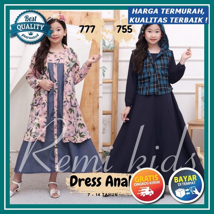 Gamis Anak Tanggung Terbaru Anna Dress | Umur 9-11-12-14 Tahun 3 Serian Warna... Rusma Kids - Gamis 