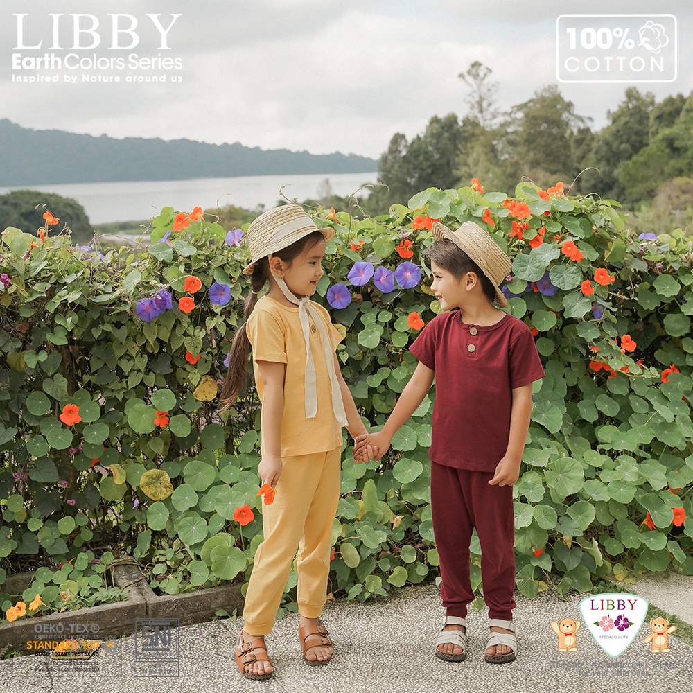 LIBBY FAVE SERIES Earth Color Setelan Oblong Baju Pendek Celana Panjang Baju Bayi Pakaian anak 9 Bulan - 4 Tahun