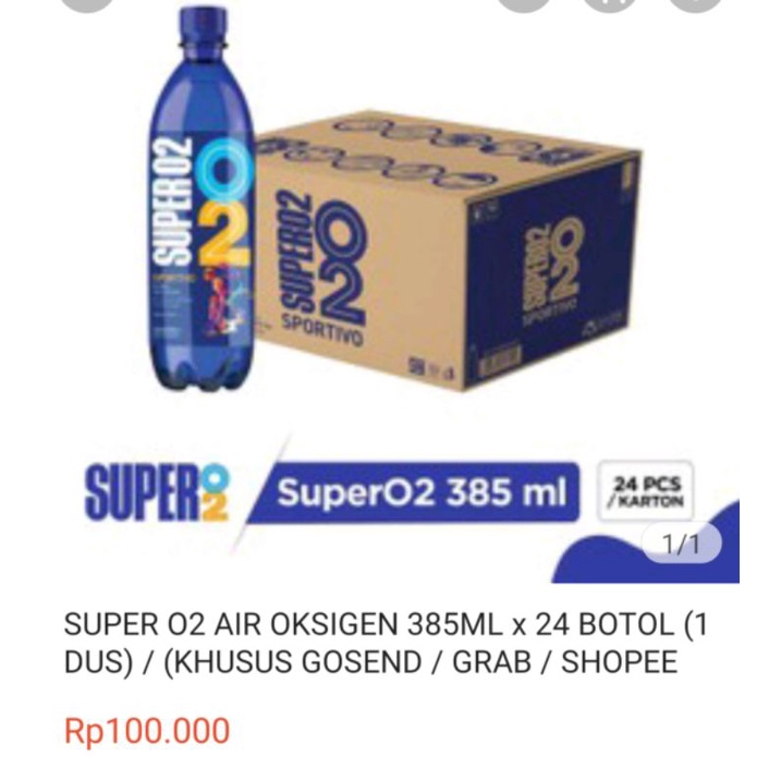 

Super o Air oxygen 385ml x 24 botol