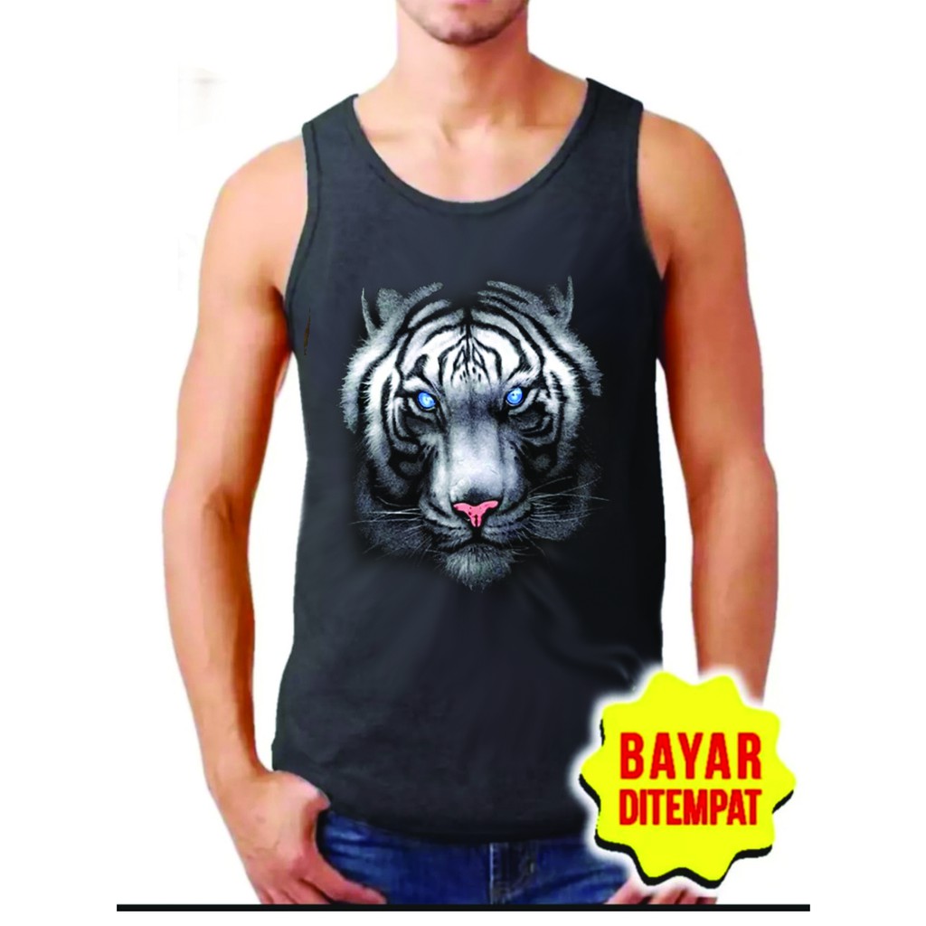 ASY SINGLET PRIA KAOS SINGLET SABLON BERKUALITAS GAMBAR HARIMAU