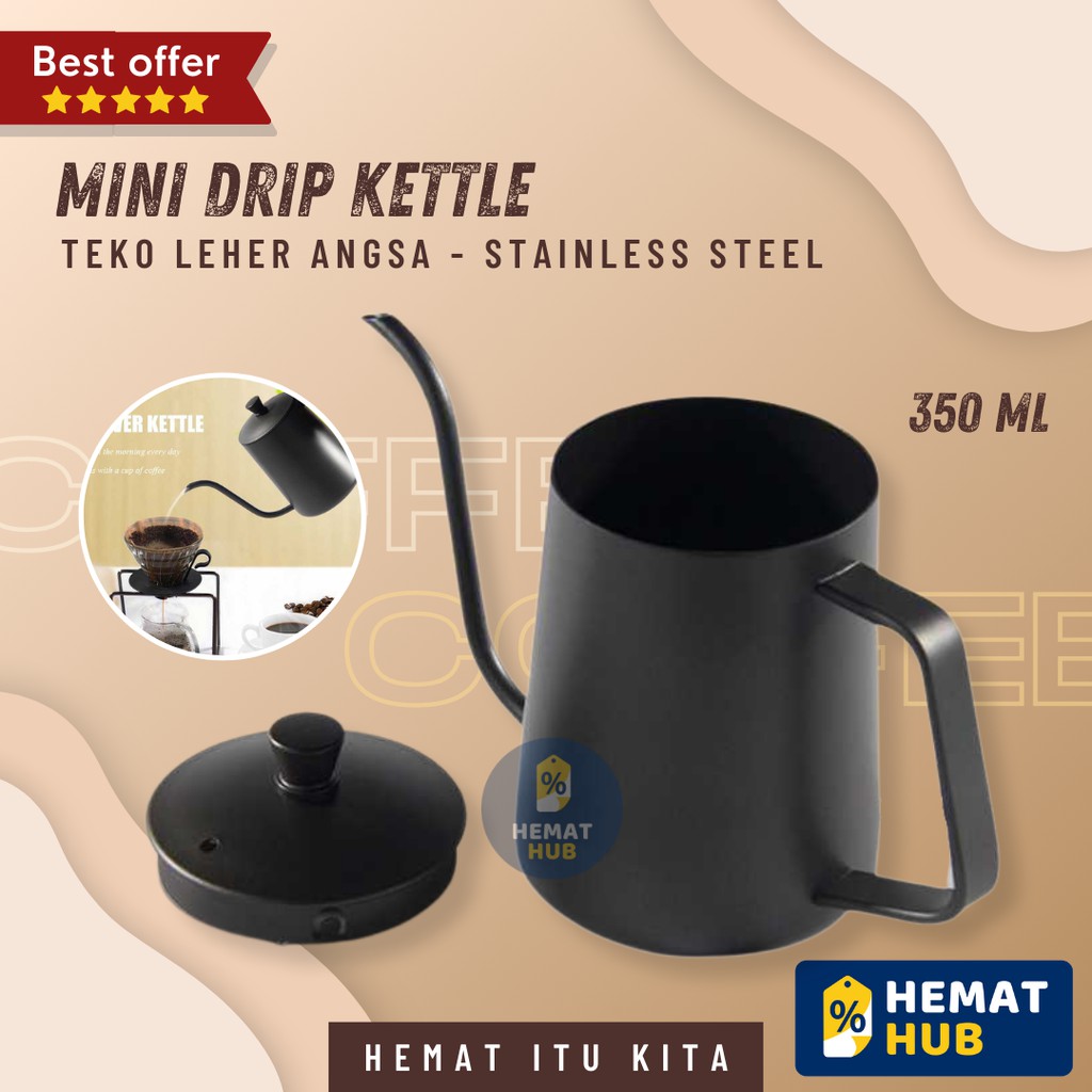 Teko Leher Angsa Ceret Kopi Stainless Steel Gooseneck Kettle V60 Pour Over Drip Maker Pot Hitam