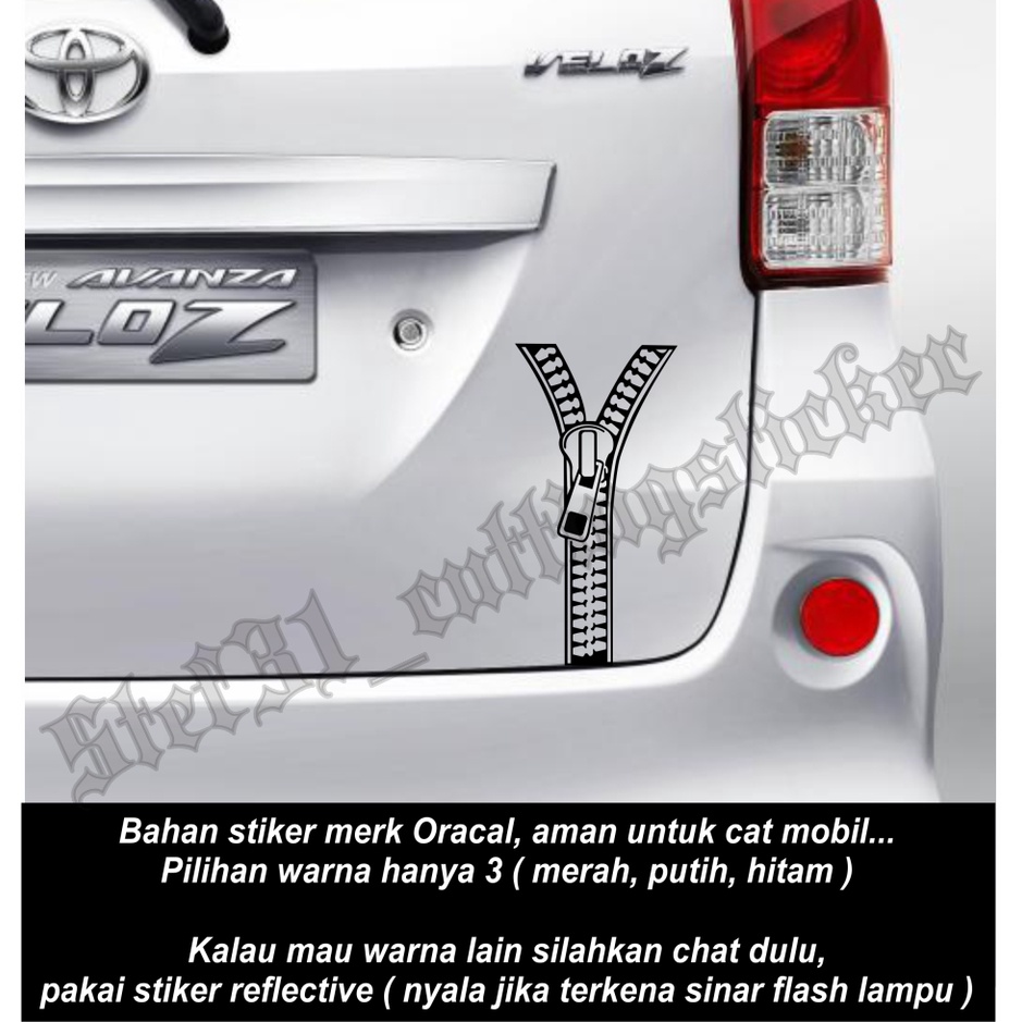 Stiker cutting mobil gambar resleting / cutting sticker mobil