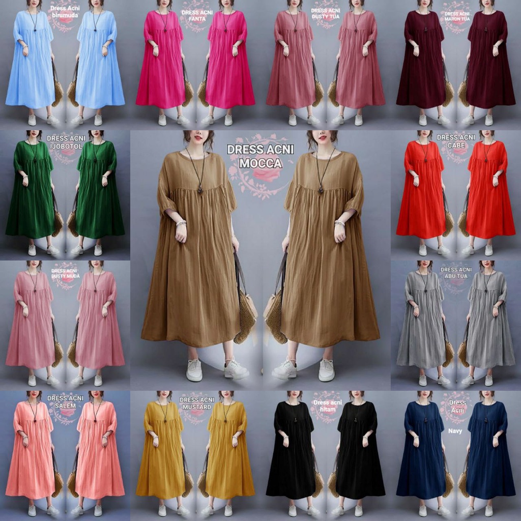 DRESS ACNI 5XL 4XL 3XL 2XL L/XL / BIGSIZE JUMBO oversize / FASHION WANITA / BAJU PESTA / GAUN BESAR