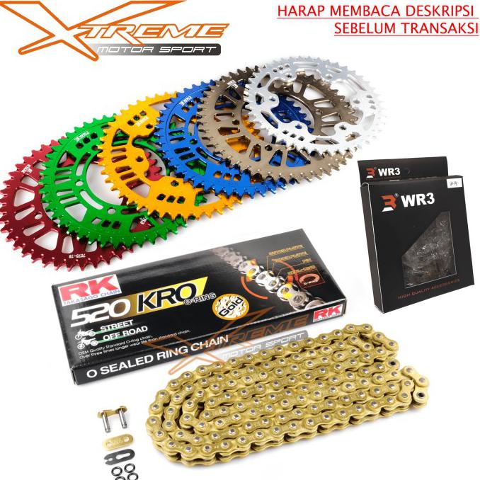 Gear Set Wr3 ( Rantai Rk Chain+ Gear Depan Wr3 + Gear Belakang Wr3) - N250 Only 41-46