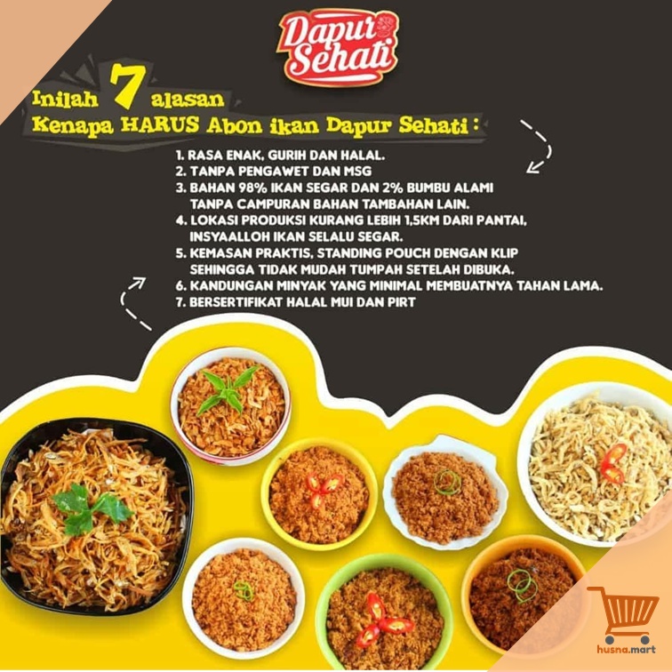 Abon Ayam - Ikan Tuna - Cakalang - Lele Original Tanpa Pengawet - isi 92 gram - Dapur Sehati Asli Alami - Non MSG Lauk Bergizi Sehat