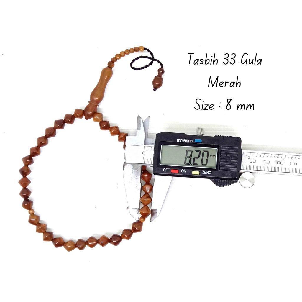 Tasbih Kaukah 33 Butir Gula Merah Diameter 8 mm