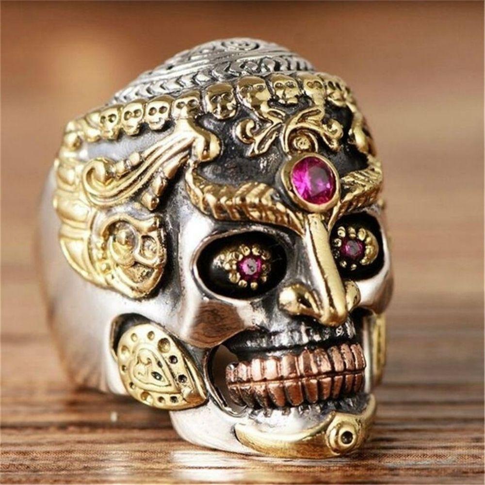 Lily Skull Ring Kristal Biker India Stainless Steel