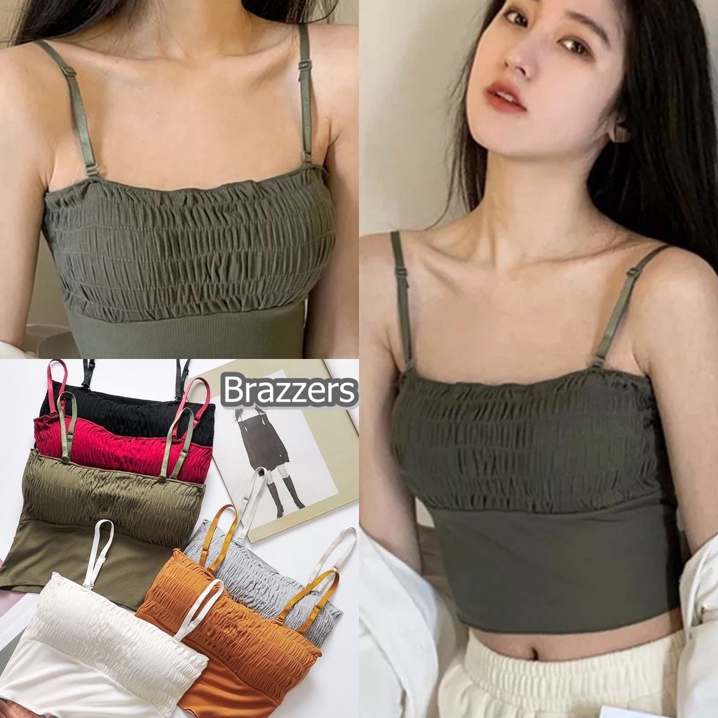 Tangtop Crop Outer Wanita Anak Remaja Perempuan Cewek Dewasa Cup Bra Push Up Sexy Busa Tebal Kerut S