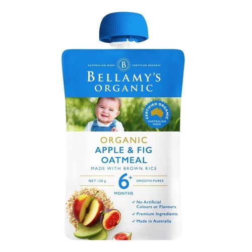 BELLAMYS ORGANIC APPLE &amp; FLG OATMEAL 120GR