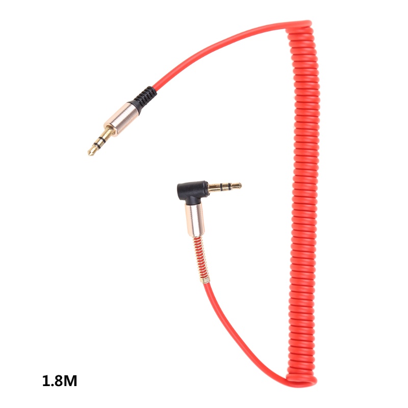 Cre 3.5mm Male to Male DIY Kabel Stretchable Spring Cable Panjang 1.8 M Untuk Aksesoris Speaker Headphone Telepon Mobil