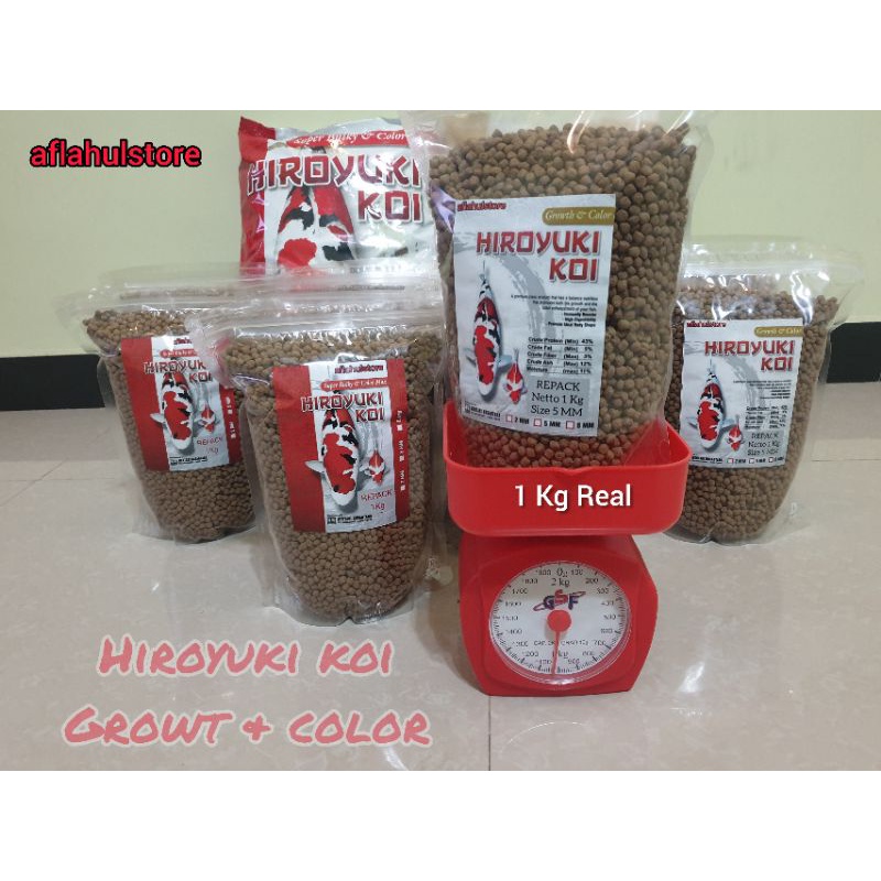 pakan koi HIROYUKI GROW & COLOR Repack 1 Kg size 5MM / hiroyuki 1kg / pakan koi / hiroyuki