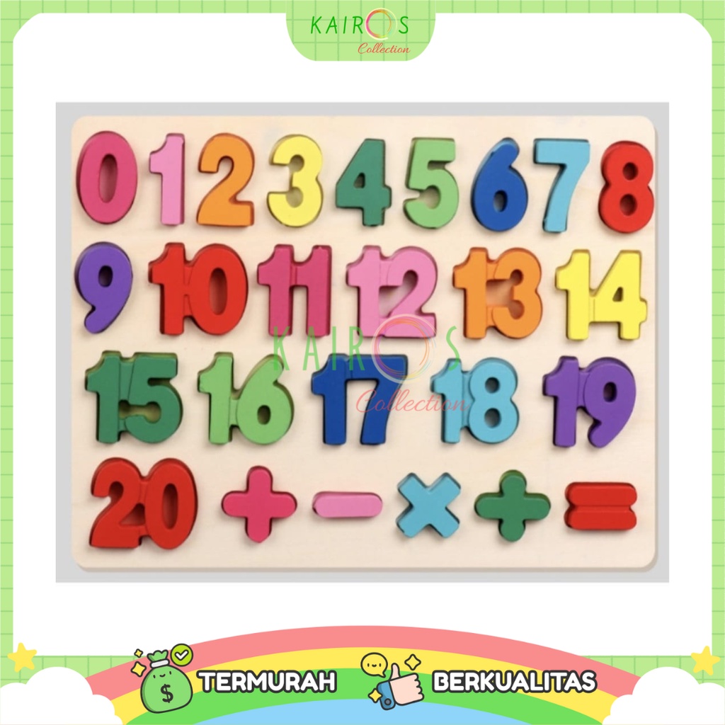 Puzzle Chunky Landscape Mainan Kayu Anak Mengenal Huruf Angka Bentuk