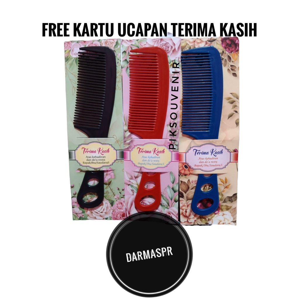 Isi 50 Pcs Souvenir Sisir Besar ukuran 17,5cm+ Kemasan Alas Kertas Motif Souvernir Hadiah Pernikahan