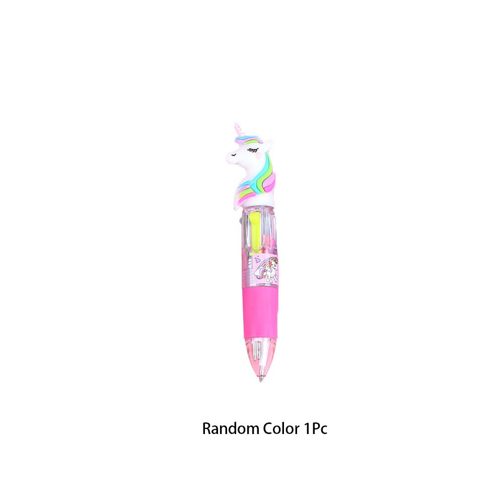 (Hot Sale) Alat Tulis Kantor Sekolah Pena Ballpoint Silikon Kartun Unicorn Mini 4 Warna