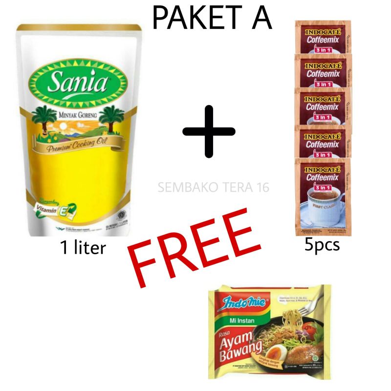 paket A minyak 1 liter indocafe gratis indomie paket sembako hampers