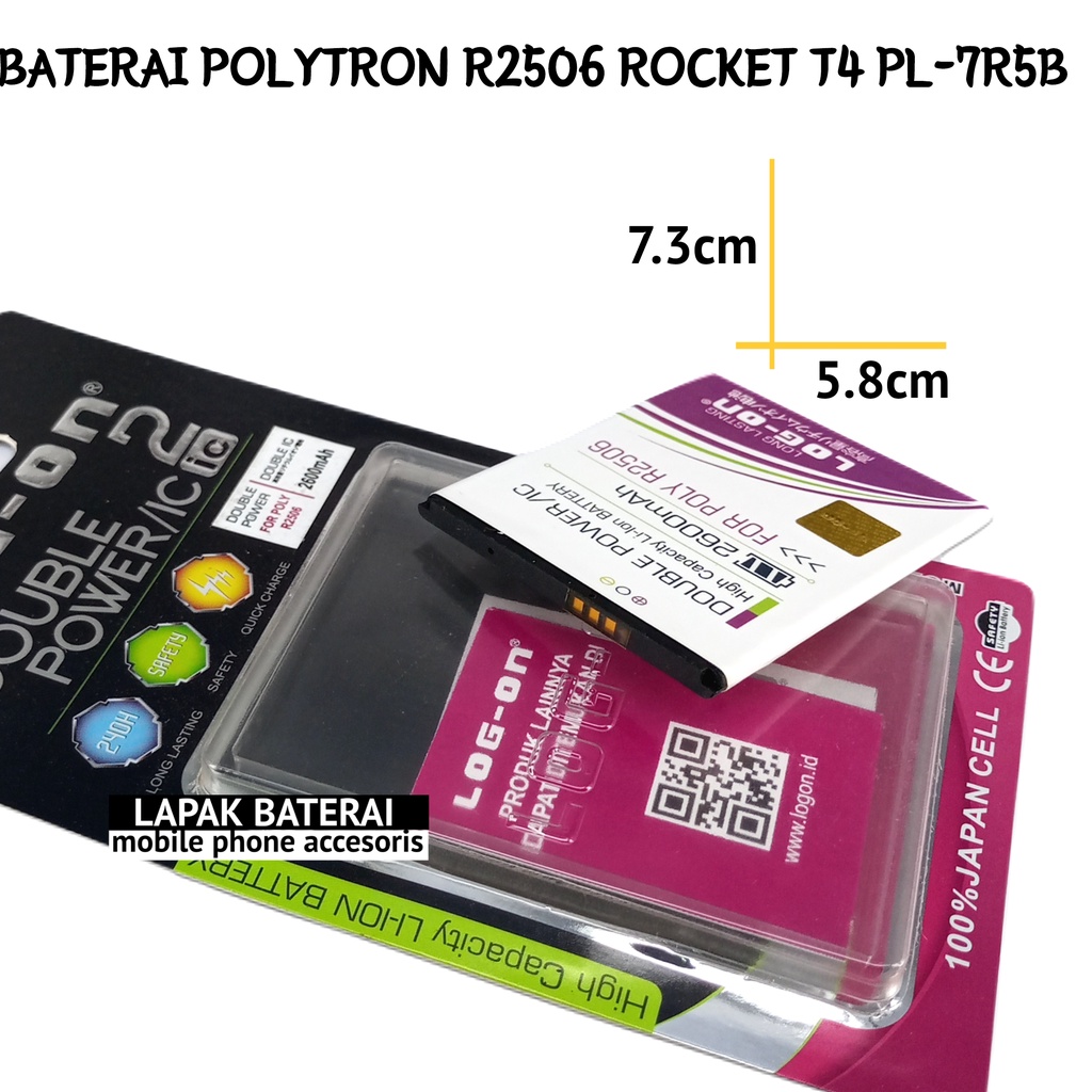 LOG - ON Baterai Polytron R2506 Rocket T4 PL7R5B Double IC Protection Battery Batre