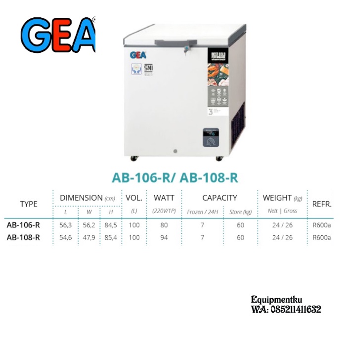CHEST FREEZER GEA AB-108-R