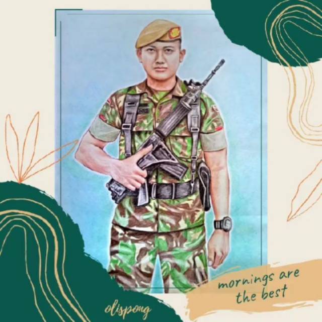 Lukisan Sketsa Wajah Tni Polisi Karo Lukisan Shopee Indonesia
