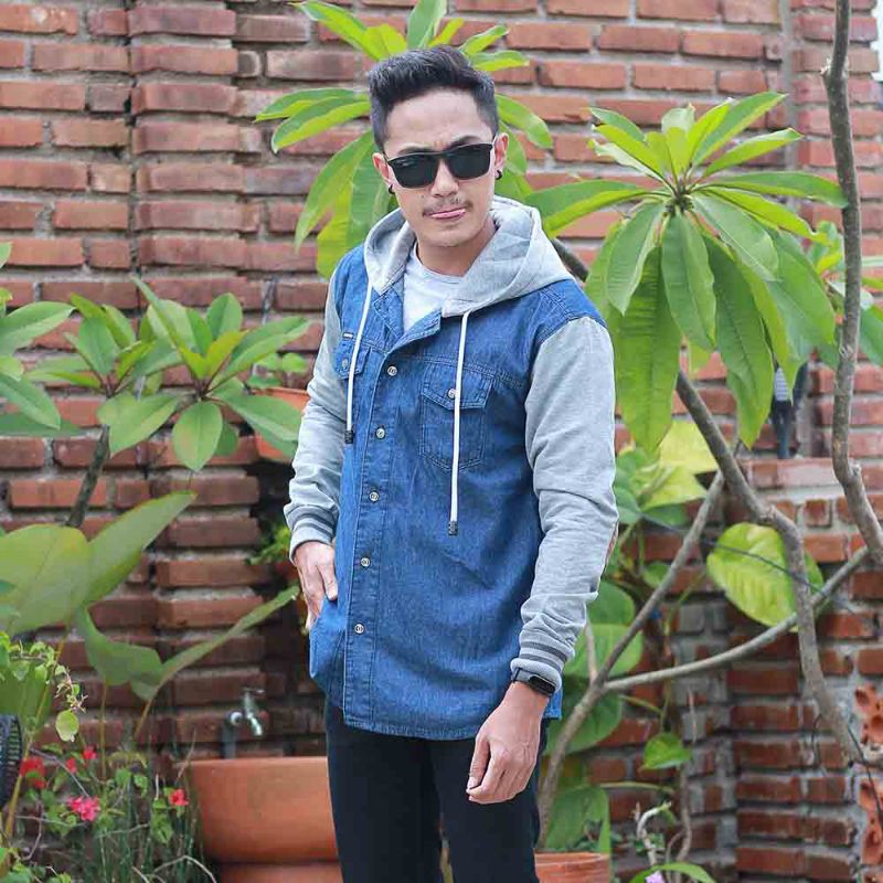 Jaket denim pria / Jaket casual hoodie style high quality original