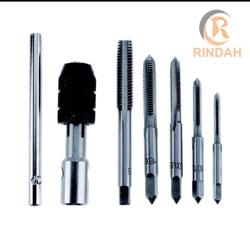 Alat Pembuat Drat Hand Tap Tapping Drill 6pcs Set Metric Taper Thread Tap Cutting Drill Bits