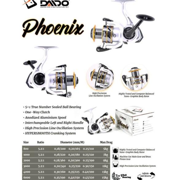 [JTH.19Au22ž] REEL DAIDO PHOENIX 1000 2000 3000 4000 6000 PUTARAN SANGAT HALUS DAN TANPA JEDAH