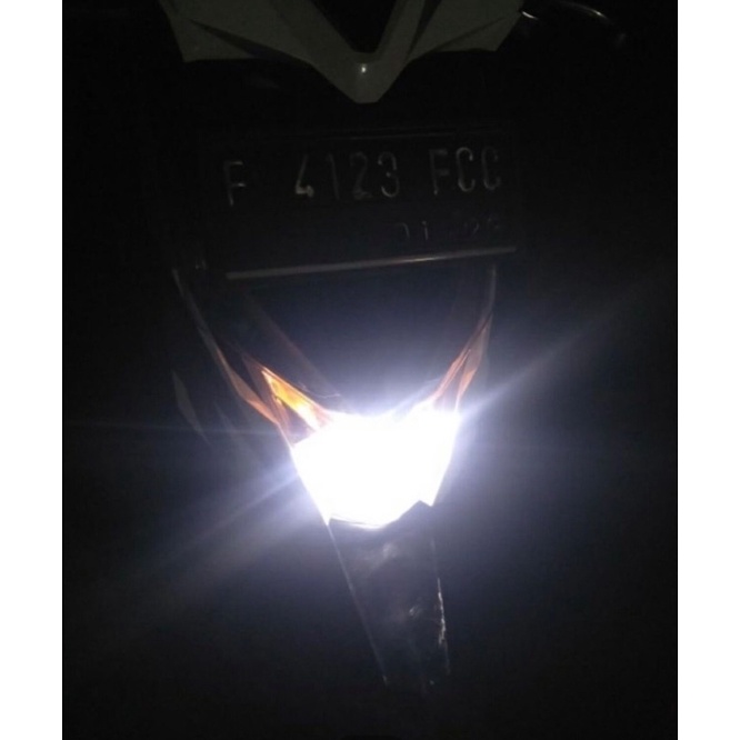 Lampu depan motor LED PUTIH &amp; BIRU ICE bebek &amp; matic 2 sisi 18 titik AC DC H6 12v-80v