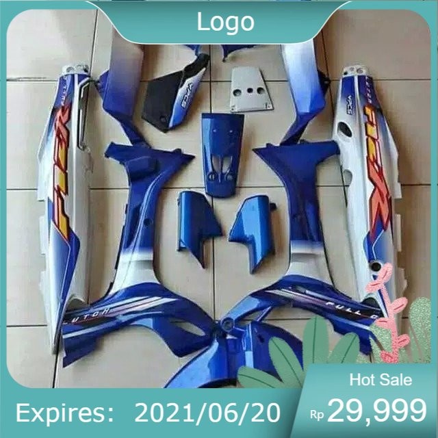 cover body fizr full alus biru putih