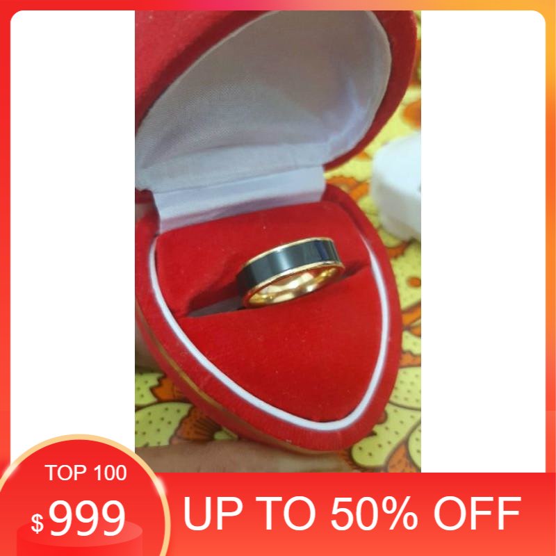 Cincin Titanium Gold Hitam plus Box bisa satuan dan cauple