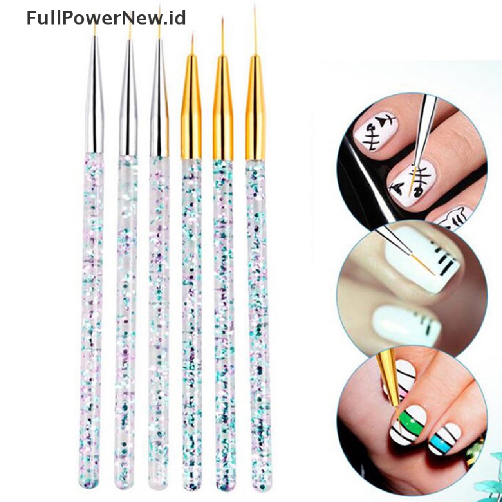 (Full) 3pcs / Set Kuas Lukis Garis Bahan Akrilik Untuk Nail Art / Manicure