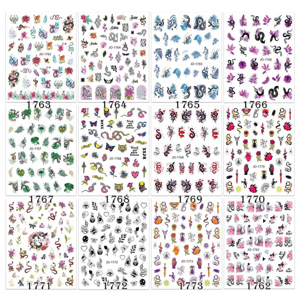 Preva Stiker Nail Art Alat Kecantikan Kuku Manicure Flowers Printing Skeleton