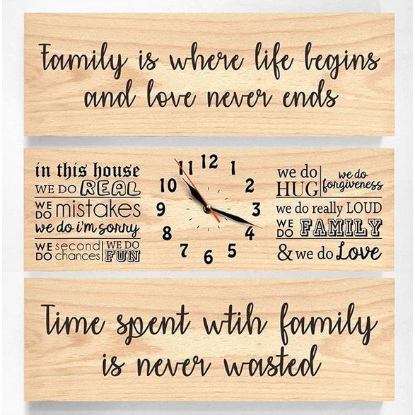 set hiasan Dinding + jam - family