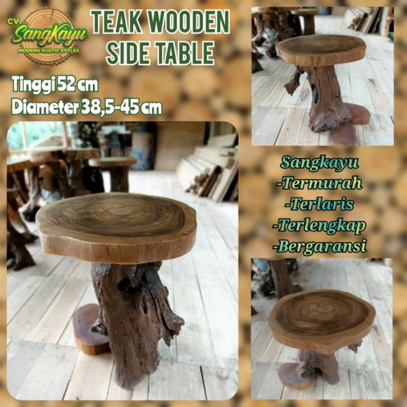 Meja kayu jati unik amazing teak wood wooden table Coffeetable side 21