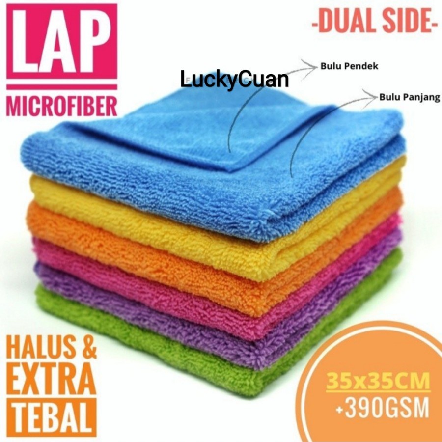 Kain Lap Microfiber/ Kain Lap / Kain Lap Mobil / Kain Lap Cleaning Cloth Microfiber 35 x 35 Cm Dual Side