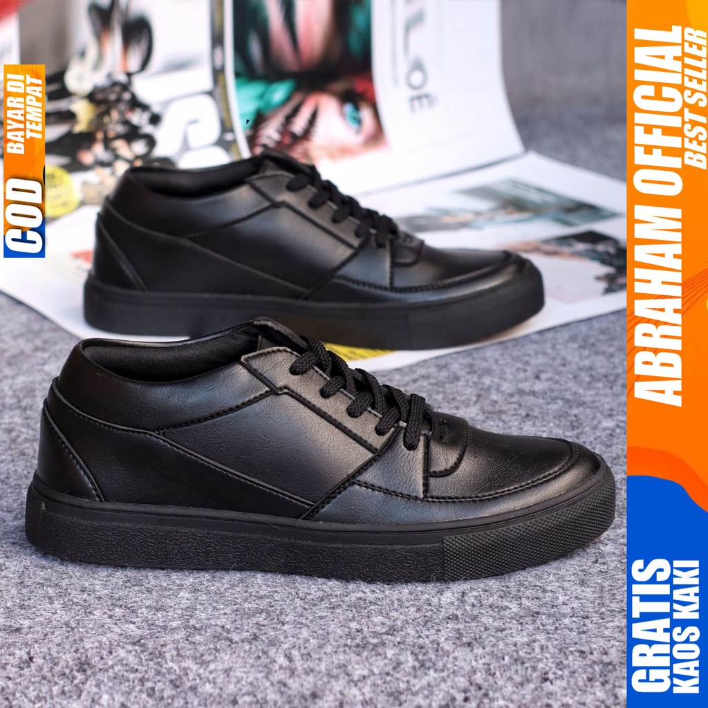 ROBERT Sepatu Sneakers Pria Kulit Sintetic Sepatu Pria Casual Sneaker Cowok / Cowo Sepatu Kasual Semi Formal Kerja Kantor Kuliah Gaya Santai Keren Kekinian Original Murah Terlaris