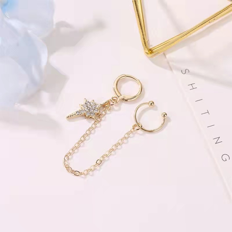 Anting Klip Bintang Wanita Rumbai Panjang Fashion Korean Style Import