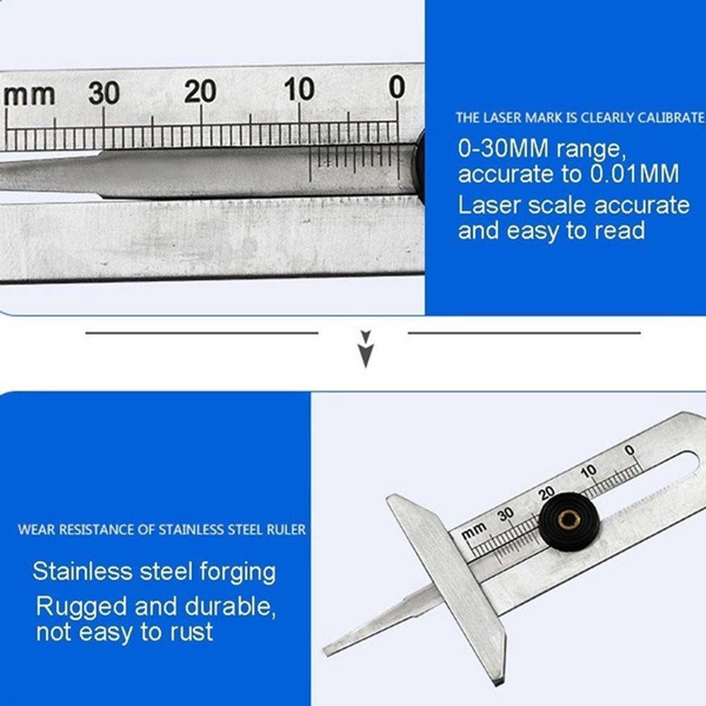 Lanfy Alat Ukur Kedalaman Tapak Ban Stainless Steel Meter Detection Measrement Metalworking Auto Tire Measuring Tool