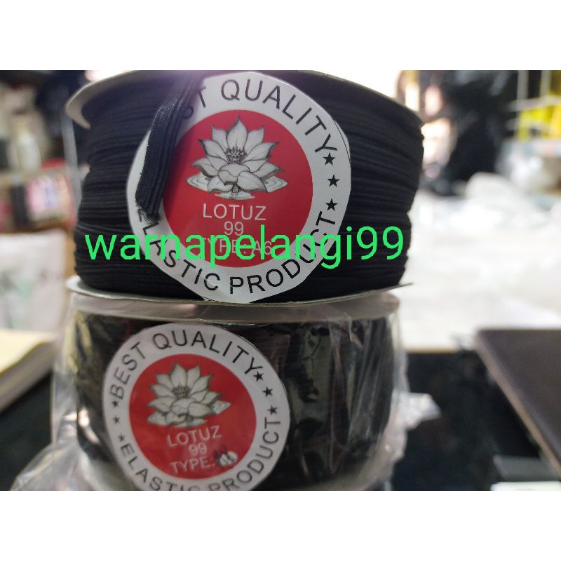 

Karet Elastis / Karet Beby A6 dan A8 (6MM dan 8MM), 38 - 55 Yard, Harga Satuan, warna hitam
