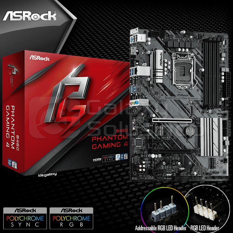 Motherboard ASROCK - B460 PHANTOM GAMING 4 Comet Lake-S 1200 ATX