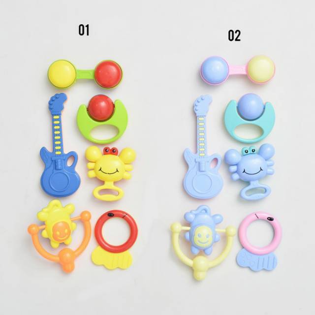 LKC1053 RATTLE MAINAN BAYI 6 BULAN MURAH / BABY TOY SET ISI 6 PCS USIA 6+ BULAN (BISA BUNYI)