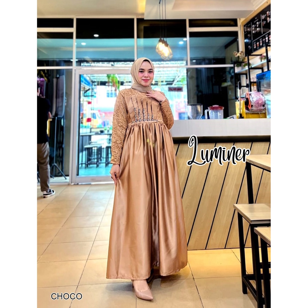 GAMIS PESTA MUSLIMAH DETAIL KIPAS LUMINER